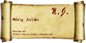 Móry Jolán névjegykártya